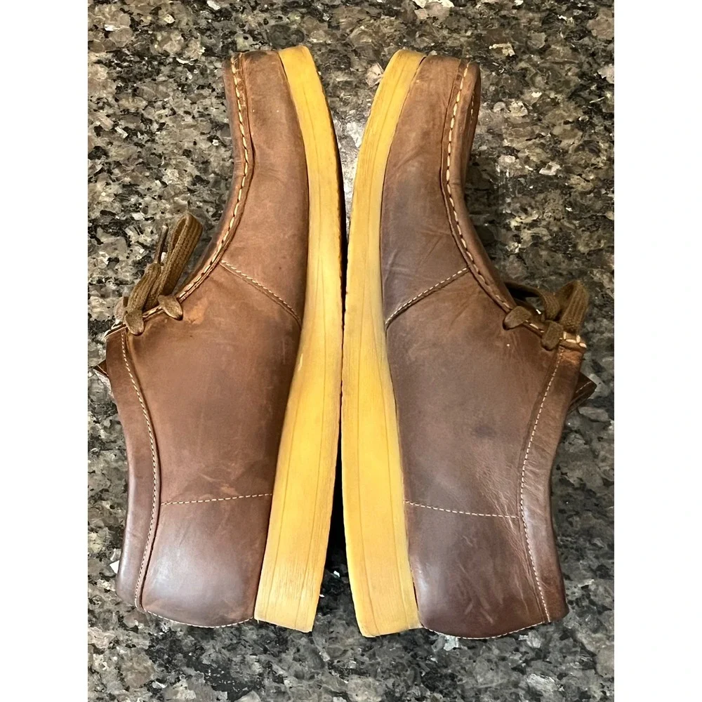 Clarks Stinson Lo‎ Mens 9.5 Beeswax Leather Moc Toe Oxford Shoes 26066018 Brown